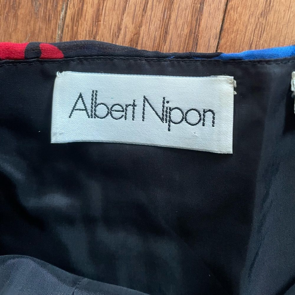 Albert Nipon Vintage 80s Strapless Print Black Dress 100% Silk Sz 6 - Picture 8 of 9
